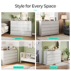 LINSY HOME 9 Drawer Dresser for Bedroom, 53" Wide Chest of Deep Drawers, Modern Farmhouse Wood Dressers with Storage, Large Drawer Organizer for Bedroom, Living Room, Handless Design, White