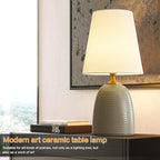 Gray Textured Ceramic Table Lamps 22.75", Modern Bedroom Table Lamp Decor for Living Room Bedroom Office Desk End Bedside Tables