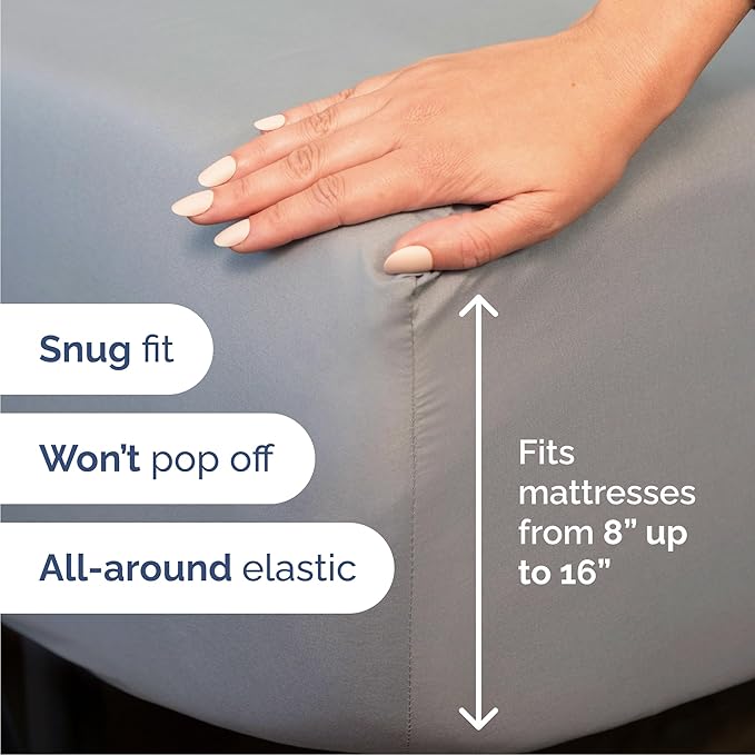 Cal King Sheets Set 6 Piece - Includes 4 Pillowcases - Bed Sheets Cal King - Soft Hotel Luxury Bedding - Cooling, Comfy & Breathable - 1 Flat & 1 Fitted & 4 Pillowcases w/ Deep Pockets - Steel Blue