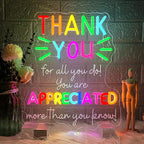 WLHOPE Thank You Appreciated Neon Sign Dimmable Led Signs for classroom Wall Decor Neon Lights USB Powered Acrylic Sign for living room bedroom office teacher's day kids gift Decoration12.6*14.96 inch
