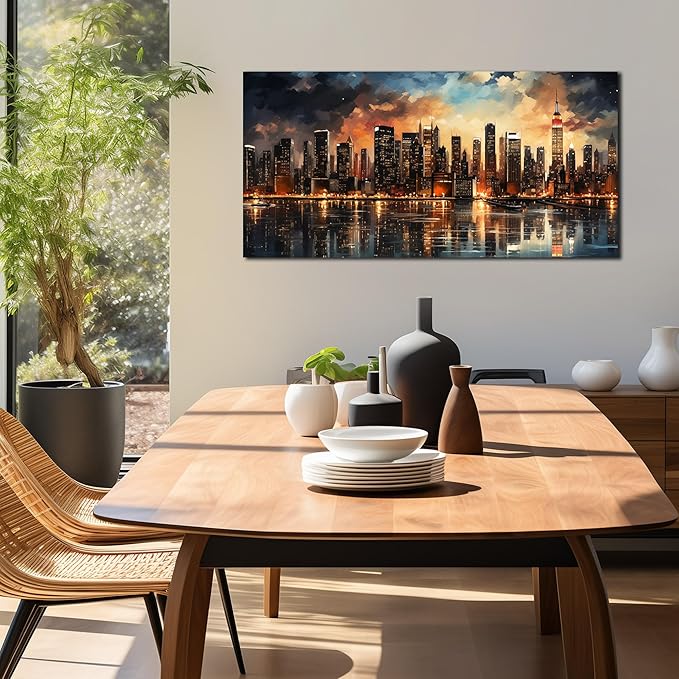 New York City Canvas Wall Art for Bedroom Modern Wall Pictures for Living Room Home Office Wall Decor Size 20 x 40 Inch