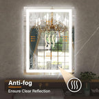 GLSLAND LED Bathroom Mirror - 26"x38" Anti-Fog Lighted Wall Mirrors with Memory Function, Dimmable, Frontlit & Backlit, Horizontally/Vertically, Tempered Glass