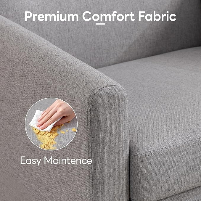 Accent Chairs Set of 2, Mid Century Modern Living Room Chairs Comfy Reading Chair with Upholstered Cushion Relax Armchair for Bedroom Apartment,Office,Light Grey