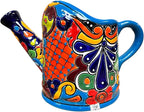 Talavera Watering Can Planter Large Flower Pot Large Mexican Pottery Folk Art Hand Painted Home Decor Garden Ceramic Handmade Multicolor 15" (Multi 3)