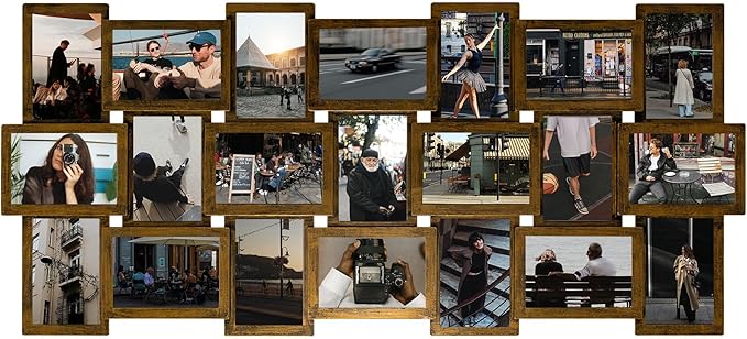 Jerry & Maggie 4X6 Collage Picture Frames for Wall Decor, 21 Opening Collage Wall Hanging for 6x4 Photo, Multi Picture Frame Set with One-piece Design Gold