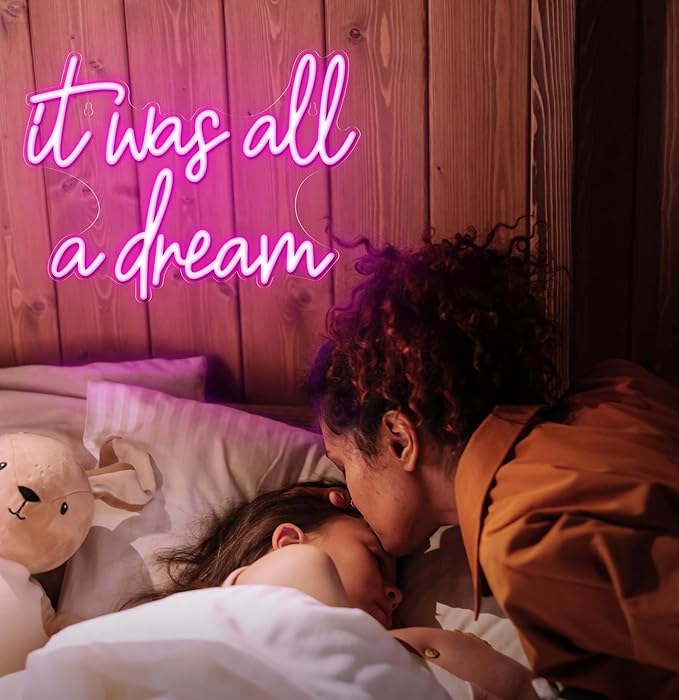Kavaas It Was All A Dream Neon Signs 16.5" x 12.5", Pink It Was All A Dream Neon Light for Girly Room Decor Aesthetic | LED Dream Signs for Bedroom, Party, Bar, Salon, Bathroom
