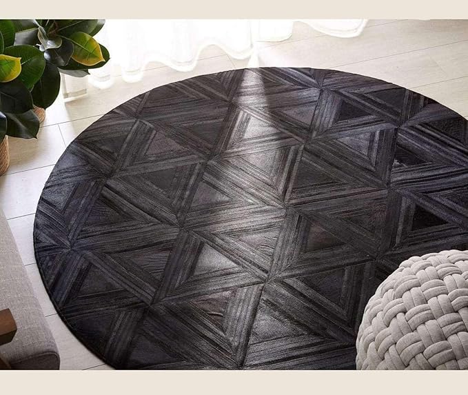 Round Black Rug – Modern Circular Rug with Non-Slip Backing | Soft Low-Pile Carpet for Living Room, Bedroom, Nursery, or Entrywayt(10x10)