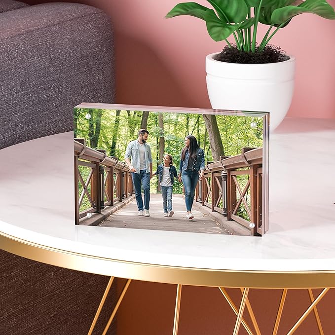 3PACK Acrylic Picture Frames 4x6 Magnetic Acrylic Picture Frames,Freestand Photo Frame Bulk,4 by 6 Clear Double-Sided Picture Frame with Gift Box Christmas Gift