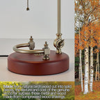 Bankers Lamp, Traditional White Desk Lamp with Solid Birch Wood Base, White Glass Antique Library Lamp with Pull Chain Switch, Plug in Vintage Bankers Desk Lamp for Office, Study Room 【E26 Socket】