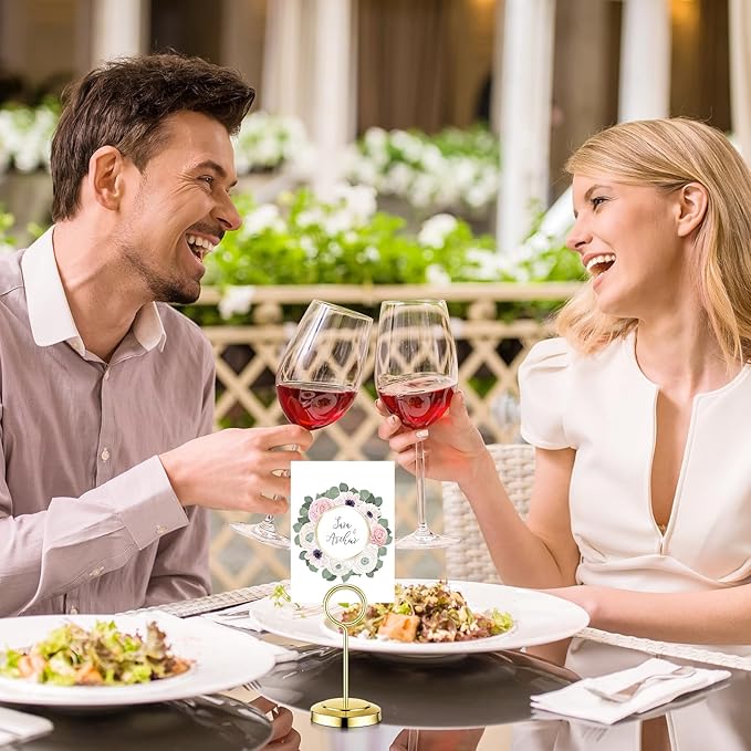 20 Pcs Table Number Holders 4/6/8/10 Inch Place Card Holder Stands Wire Photo Clips Metal Table Card Stands for Centerpieces, Photos, Food Signs, Birthdays, Weddings(Gold)