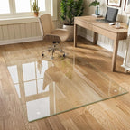 Glass Chair Mat 48" x 80" Heavy Duty Tempered Glass Mat, Office Glass Floor Mat with Round Corner and Polished Edge for Smooth Glide, Carpet Hardwood Floor Protector