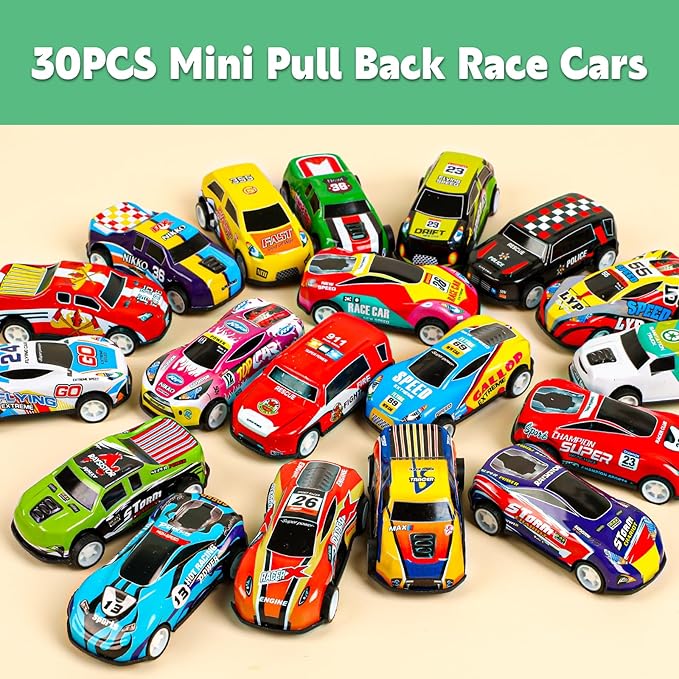 AZEN 120 Pcs Pull Back Cars Party Favors for Kids 4-8 8-12, Mini Vehicles Toy Bulk, Party Favor Race Cars Toys, Goodie Bag Stuffers for Birthday Party