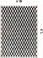 Rugshop Black and White Checkered Area Rug – High-Contrast Grid Pattern Carpet for Living Room, Bedroom, or Dorm – Trendy Contemporary Soft Floor Décor 4' x 6' Black
