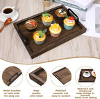 2 Pcs Rustic Wooden Serving Trays with Handle Decorative Nested Vintage Wood Serving Tray Stylish Farmhouse Decor Servings Platters for Eating, Breakfast(Large 15.8x11.8x1.2 in, Small 13.4x9.4x1.2 in)