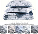 DDUOXIN Botanical Oversized King Bedspread - 120" W x120 L Extra Wide 100% Cotton California Quilt, Lightweight Reversible Oversize Bedspreads with 2 Pillow Shams, Blue/White/Pale Blue Gray