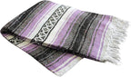 Del Mex Classic Mexican Blanket, Large Authentic Woven Falsa Throw (70"x50"), Artisan Southwest Décor for Beach, Yoga, Outdoors (Lavender)