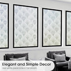 Beautyhero Window Privacy Film, Frosted Reeded Glass Cling, 3D Decorative Coverings with UV Blocking, Static Cling Tint for Bathroom Doors Cabinet