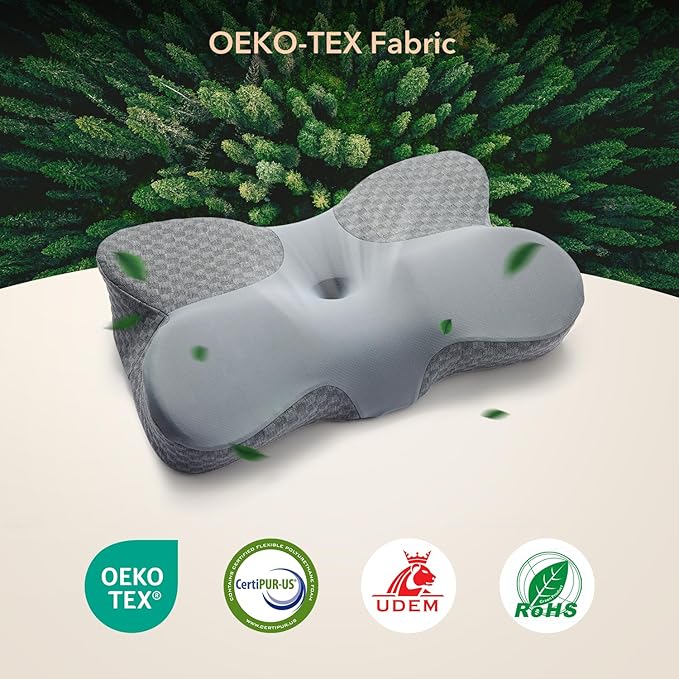 Cervical Pillow for Neck Pain Relief, Contour Memory Foam Neck Pillow for Bed Sleeping, Adjustable Height Double - Sided Cervical Neck Pillow for Side, Back and Stomach Sleepers