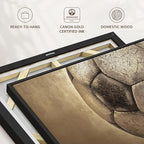 Elephant Stock Worn Soccer Ball Wall Art - Horizontal Framed Canvas - 1-Piece Living Room Wall Decor - Photography sports Canvas Print - Brown and Gray Decor for Wall - 19" X 13"