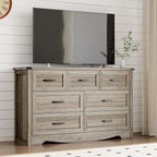 7-Drawer Dresser for Bedroom, Modern Wooden Chest of Drawers with Metal Handles, Anti-Tipping Design, Sturdy and Stable Storage Organizer for Living Room, Entryway, Home Office