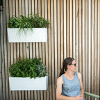 Glowpear Self Watering Planter Box - 23.6", White - UV Stable, Scalable Wall Mounts Plant Pot with Water Gauge, Indoor Outdoor for Vegetables, Flowers, Herbs, and Succulents, Gardening