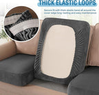 H.VERSAILTEX Velvet Stretch Couch Cushion Cover Plush Cushion Slipcover for Chair Loveseat Sofa Cushion Furniture Protector Seat Cushion Sofa Cover (2 Piece Medium Sofa Cushion Covers, Grey Striped)