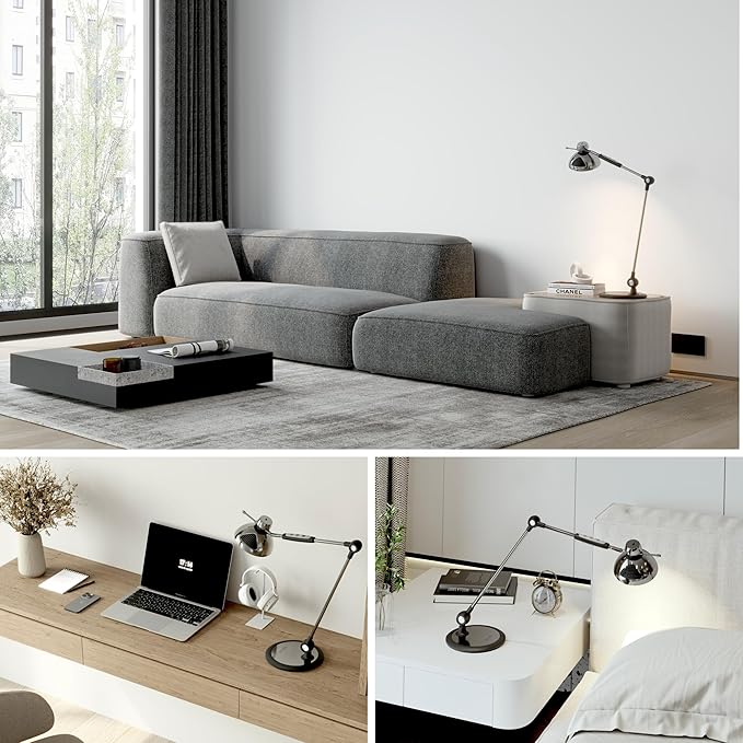 OTUS LED Desk Lamp for Home Office with Gesture Control | Eye-Caring Desk Light 1500 Lux, 12 Brightness & 3 Color | Architect Desk Lamp with Adjustable Swing Arm | Table Light for Work, Study, Reading