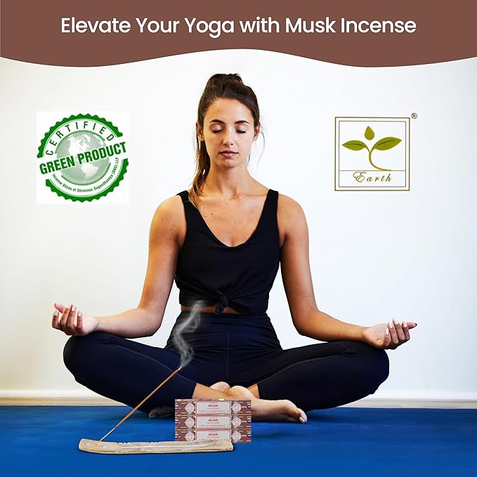 Satya Nagchampa Musk Incense Sticks, Satya Bng (Bangalore) Insenses 15gmx3 Pack (45 GMS) with Raajsee Incense Holder Bundle, Satya Nagchampa Natural Incense