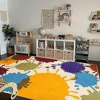 STARUIA Large Area Rug for Living Room, 8'x10' Rainbow Kids Rug for Classroom, Colorful Art Washable Rugs for Bedroom, Non-Slip Ink Splotch Nursery Rugs Soft Modern Living Room Carpet for Dorm School