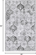 Lahome Moroccan Trellis Washable Small Area Rug, 3x5 Area Rug for Bedroom Living Room, Non-Slip Oriental Accent Throw Carpet for Kitchen Office Entryway Bathroom Office, Silver/Grey