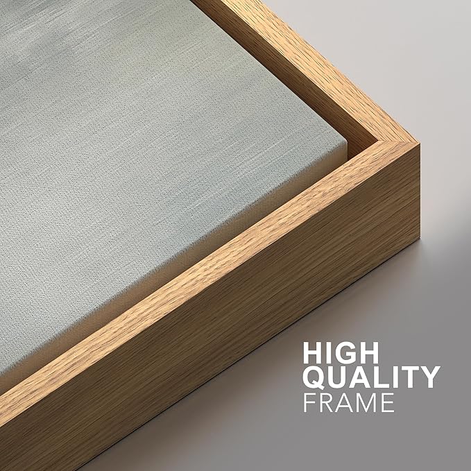 SIGNFORD Framed Canvas Print Wall Art Set Soft Gray and Blue Abstract Neutral Illustration Modern Art Decorative Nordic Nature for Living Room, Bedroom, Office - 16"x24"x2 Natural