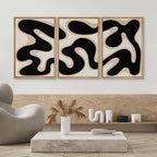SIGNWIN Framed Canvas Print Wall Art Modern Abstract Organic Shapes Black and Beige Fluid Pattern Photography Modern Art Minimalist for Living Room, Bedroom, Office - 16"x24"x3 Natural