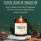 Fraser Fir Candles - Christmas Candles - 'Fraser Fir' w/Balsam Fir Cedar & Sandalwood Evergreen Tree Scent I Winter Evergreen Candle I Stocking Stuffers for Women I 9oz, 50Hr, USA Made