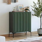 3More Accent Cabinet with 2 Doors,Sideboard Buffet Cabinet with Iron Legs and Adjustable Shelf,3D Lattice Design for Living Room, Entrance, Dining Room,Green
