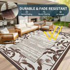 COCOER Outdoor-Rug 6x9 ft Waterproof Reversible Outdoor Plastic Straw Rug RV Indoor Outdoor Carpet Quick Dry Patio Rug Camping Mat for Balcony Backyard Picnic Beach-Brown&Beige