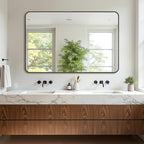 Bathroom Mirror 55" x 36", Large Rectangle Wall Mirror, Black Metal Frame Wall Mounted Mirrors for Bathroom, Vanity, Bedroom, Entryway Decor(Horizontal/Vertical)