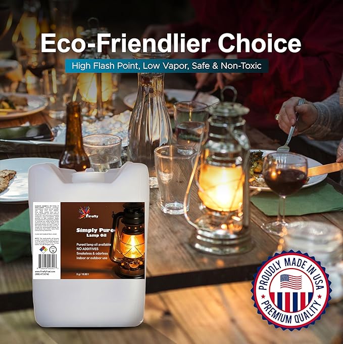 Firefly Kosher Odorless Paraffin Lamp Oil - Smokeless, Virtually Odorless, Long-Lasting - 5 Gallons