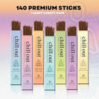 Mecka Chill Out Aromatherapy Incense Sticks Gift Set | Set of 7 Unique Scents- 140 Insence-Sticks for Yoga, Relaxation, Meditation & Positivity | Premium Organic and Slow Burning Insenses