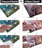 LASMOND Teal Dandelion Wall Art for Living Room Abstract Blowball Canvas Painting Prints Large Flower Floral Grassland Bedroom Decoration Modern Artwork Decor (40x20 Inches)