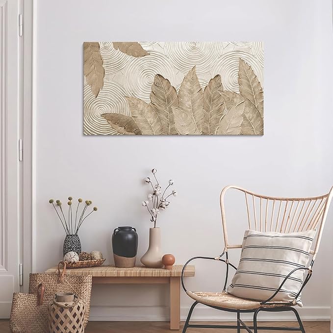 Minimalist & Modern Art for Bedroom Decor Framed Abstract Artwork for Walls Neutral & Contemporary Beige Wall art - Artwork for Living Room and Boho Style Large Abstract Wall Art 20×40IN