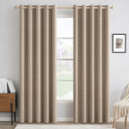 MIULEE 100% Blackout Linen Textured Curtains for Bedroom Solid Thermal Insulated Copper Brown Grommet Room Darkening Curtains & Drapes Luxury Decor for Living Room Nursery 62 x 84 Inch (2 Panels)