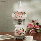 Touch of Class Adelaide Hurricane Style Table Lamp - Victorian Aesthetic - Scalloped Glass - Antique Parlor Lamp