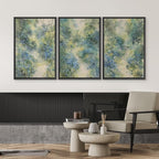 SIGNWIN Framed Canvas Print Wall Art Blue and Green Floral Impressionist Nature Scene Photography Modern Art Minimalist Black and White for Living Room, Bedroom, Office - 16"x24"x3 Black