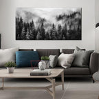 Large Pictures for Living Room Foggy Forest Canvas Wall Art for Bedroom Black Home Office Wall Decor 29 x 59 Inch