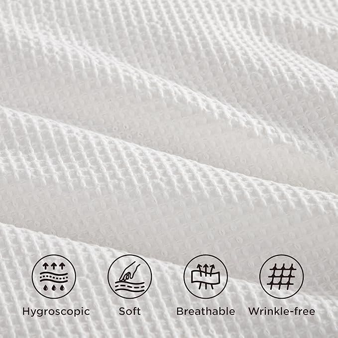 Bedsure Cotton Duvet Cover Twin - 100% Cotton Waffle Weave Coconut White Duvet Cover Twin Size, GentleSoft™ and Breathable Bedding Set for Gifts, 2 Pieces, 68"x90"