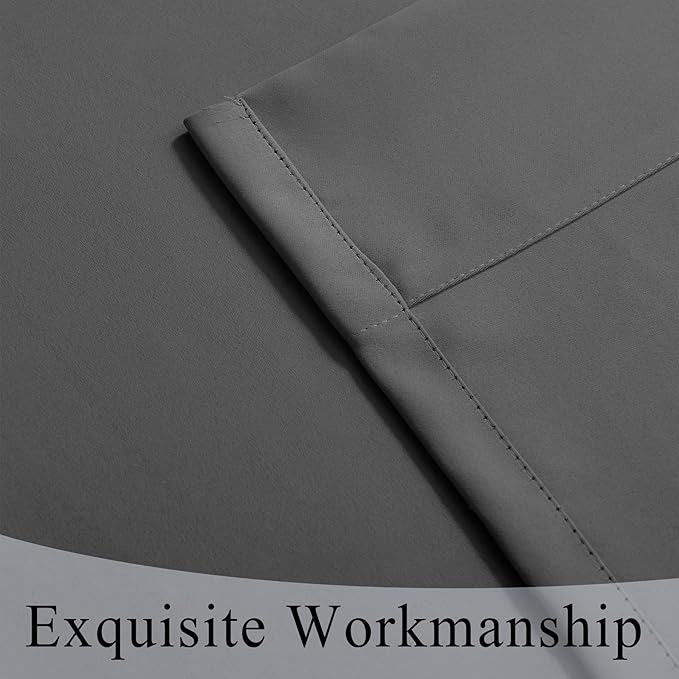 Fcosie 52" Wx96 L Inherent Flame Retardant Curtains - Room Darkening Drapes for School Classroom Dorm Nursing Home Restaurant- Antique Bronze Grommet Top Privacy Window Drapery - Grey - 2 Panels