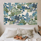 Chinoiserie Tapestry,Asian Watercolor Abstract Art Tapestry,Asian Japanese Wall Tapestry, Nature Landscape Tapestries for Bedroom Living Room Decor 60"x40"