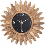 Honiway Large Wall Clock Battery Operated 21 in Rustic Wood Boho Sunburst Decorative Wall Clock Silent Non Ticking Farmhouse Wall Clocks for Living Room Bedroom Kitchen Bathroom Decor (Rustic Brown)