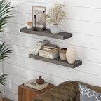 Marsmiles 30 Inch Floating Shelves for Wall - Rustic Grey Wood Floating Shelves Set of 2-30 Inch Wide x 7.7 Inch Deep x 1.6 Inch Thick Wooden Shelves for Room Wall