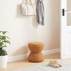 VANOMi Multi-Functional Boucle Ottoman, Vanity Stool Chair, Sturdy Wooden Footstool, Suitable for Living Room, Bedroom, and Entryway, Without Installation, Curry